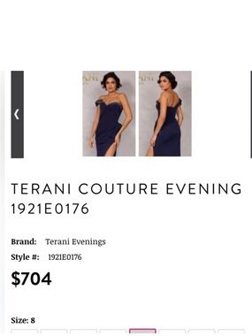 Terani Couture Strapless Navy Evening Gown